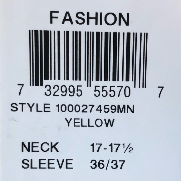 Alfani Mens Yellow Slim Fit Stretch Collar Dress Shirt XL 17-17 1/2, 36/37 - Picture 4 of 4